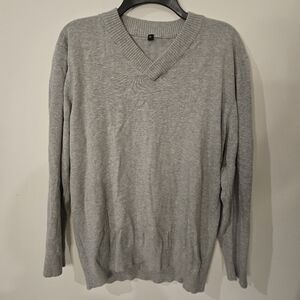 Womens Gray V-Neck Sweater Size XL